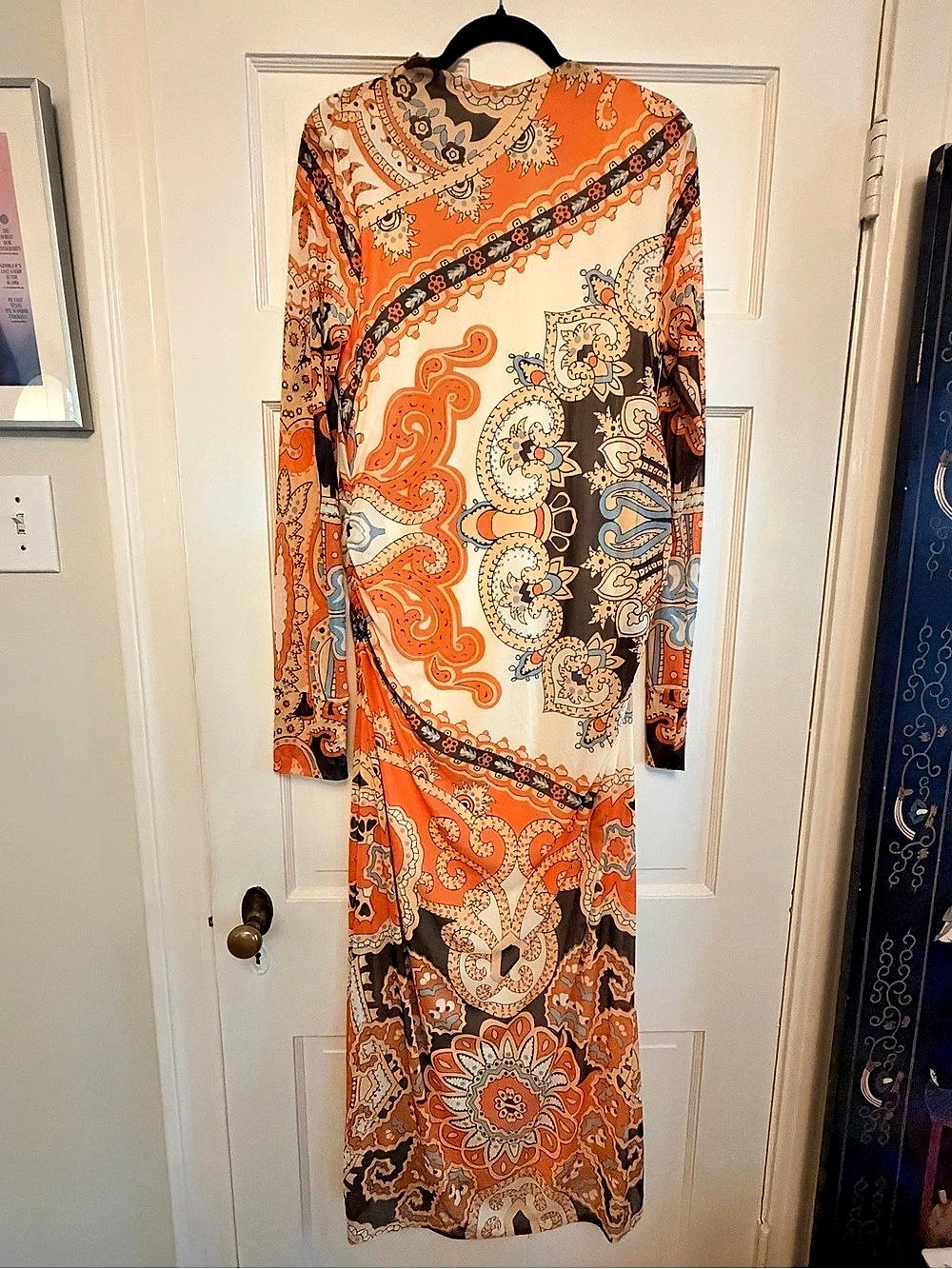 Farm Rio Paisley Maxi Dress in Orange & White XL NWT